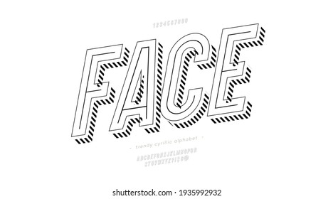 Vector face font 3D bold style modern typography for t shirt, game, book, racing, infographics, motion graphics, video, promotion, poster, decoration, banner. Trendy typeface.10 eps