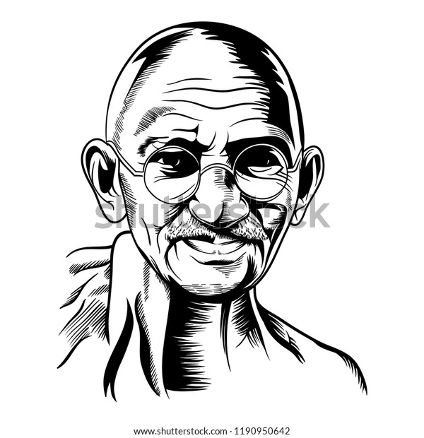 Vector Face Illustration Mahatma Gandhi Jayanti Stock Vector (Royalty ...