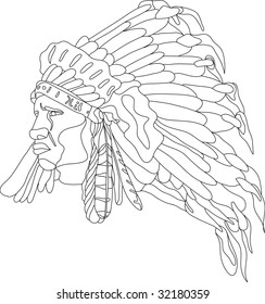 vector - face indian with war bonnet