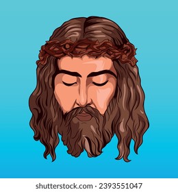 cara vectorial de Jesucristo el Nazareno para usar como logo o imagen estampada