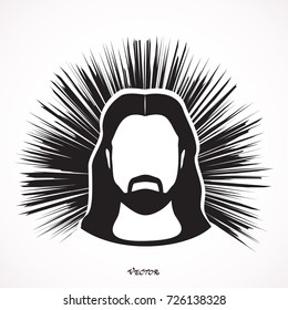 Vector Face of Jesus on white background.  Flat design, vector.