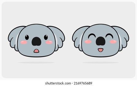 Cara vectorial de un koala. Animales de dibujos animados en ilustraciones vectoriales