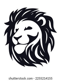 vector face of lion. animal predator head for graphic logo design. lion king of wild animals iblack and white llustration