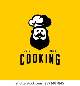 vector face of a male chef with a mustache