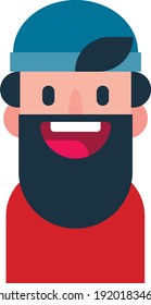 vector face of a man with a beard. flat image of a smiling face of a man with a beard.