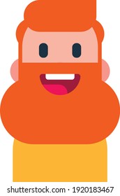 vector face of a man with a beard. flat image of a smiling face of a man with a beard.