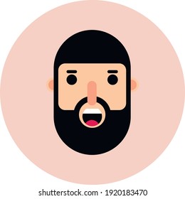 vector face of a man with a beard. flat image of a smiling face of a man with a beard.
