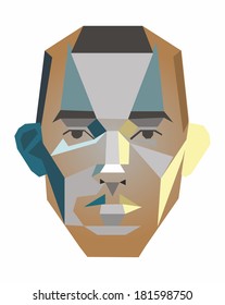 Vector face of a man of geometric shapes