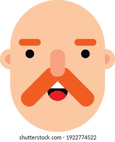 vector face of a man with red hair. a flat image of a smiling man's face.