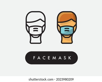 Vector face mask pandemic virus protection icon illustration