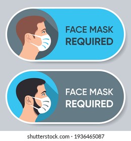 Vector face mask required sign horizontal set