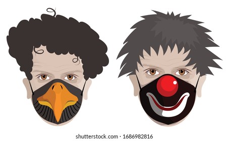 vector face mask style, eagle & crown