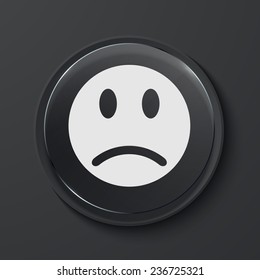 Vector face modern black glass circle icon. Eps10