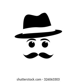 vector face mustache and hat