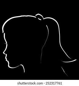 Vector face profile on a black background.