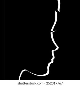 Vector face profile on a black background.