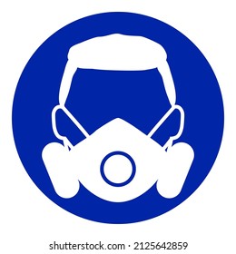 Vector face protection mask flat icon. Mandatory sign icon isolated on white background. Industrial warning web graphics