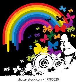 vector of face and rainbow