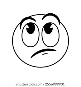Vector Face Rolling Eyes Emoji Cartoon Groovy Illustration Isolated