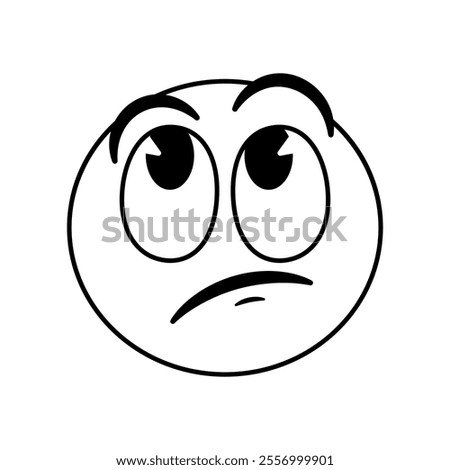 Vector Face Rolling Eyes Emoji Cartoon Groovy Illustration Isolated