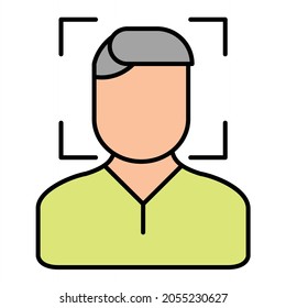 Diseño del icono de contorno relleno de exploración de la cara del vector

