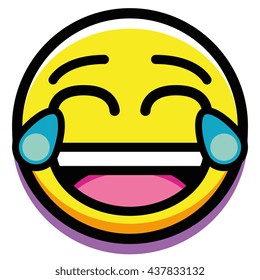 Vector Face With Tears Of Joy Isolated On White Background
