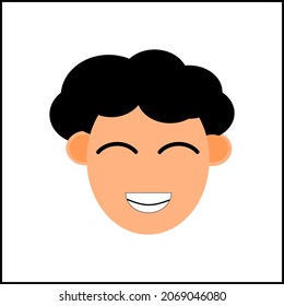 a vector face that expresses a happy smile on a white background