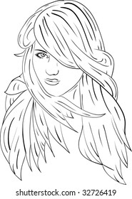 vector - face of very haired women