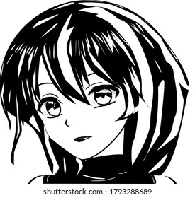 Vector face wonan black and white style