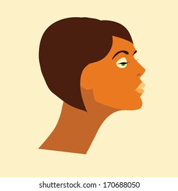 vector face of a young woman from side
