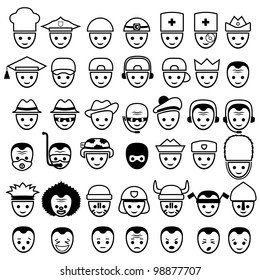 Vector faces. Icons set.