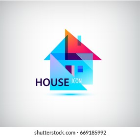 Vector faceted geometric house, abstract building logo, icon. Company identity