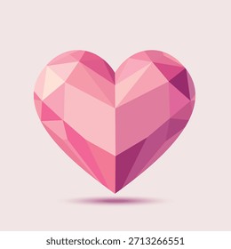 Un corazón rosa facetado de Vector en un estilo geométrico low-poly, que recuerda a una piedra preciosa, diamante, brillante. Perfecto para el día de San Valentín, diseños con temas de amor, estilo de vida saludable, proyectos románticos