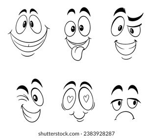 vector facial expressions face emotions grimaces cartoon set