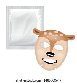 Vector facial mask, skin care concept, mask with a deer face, skin treatment for your design
