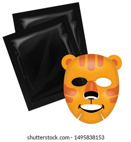 Vector facial mask, skin care concept, mask with a tiger face, skin treatment for your design