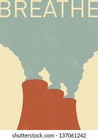 vector factory chimneys - retro illustration