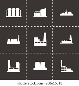 Vector factory icon set on black background