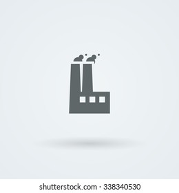 Vector factory icon. Smoking pipes. Logo. Pictogram. Button.