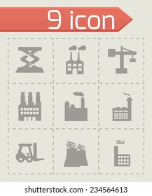Vector factory icons set on grey background