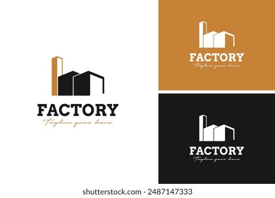 Vector of factory logo design with pollution smoke illustration template idea