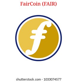 Vector FairCoin (FAIR) digital cryptocurrency logo. FairCoin (FAIR) icon. Vector illustration isolated on white background.