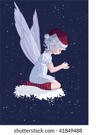 vector fairy catching snow