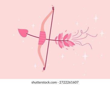 Flecha cupido lindo del hada del Vector con el diseño romántico mágico del arco para el día de San Valentín