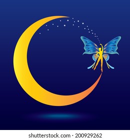 vector of fairy in the moon