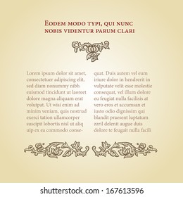 Vector fairy tale page. Retro, vintage, gothic style. Vintage template with flowers, vector retro background