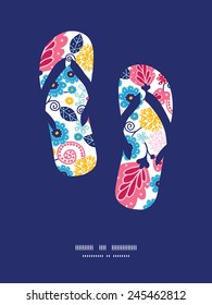 Vector fairytale flowers flip flops silhouettes pattern frame