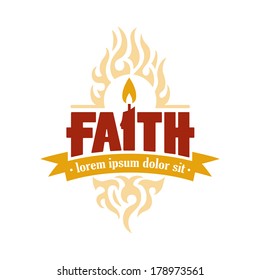 Vector Faith Candle to Flame Holy Spirit Religious Christian Illustration