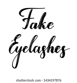 Vector fake eyelashes hand drawn lettering. False eyelashes.