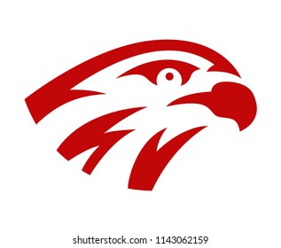 Vector falcon or hawk head sport logo mascot design. American wild eagle abstract beak symbol sign concept.